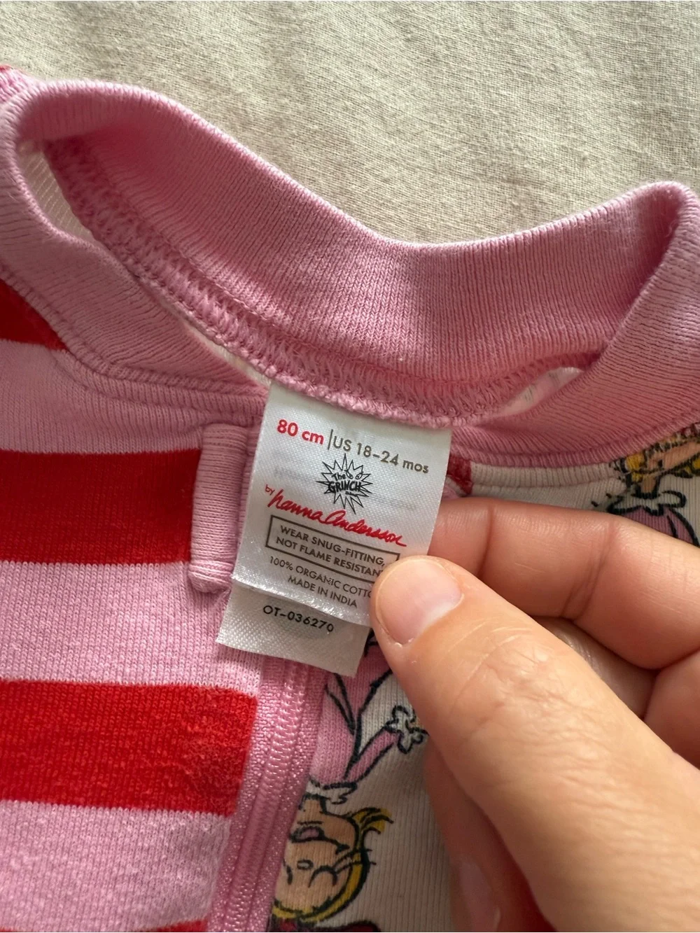 Hanna Andersson Organic Cotton Zip Sleeper 18-24M Dr Seuss Grinch Christmas